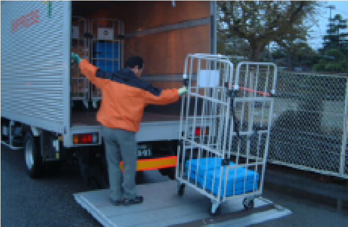 納品・空カゴの積込